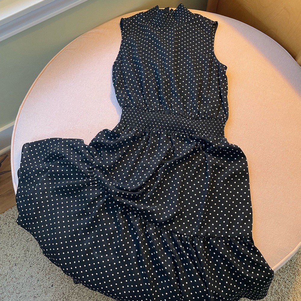 Nanette Lepore Black and White Polka Dot Midi Dress